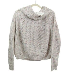 Moon & Madison M NWT Chunky Cowl Knit Confetti Cropped Minimalist Sweater Cozy